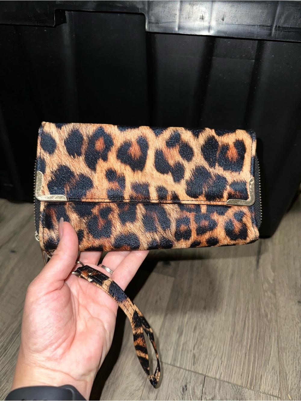 Charlotte Russe Leopard Print Wristlet Clutch in Brown and Black